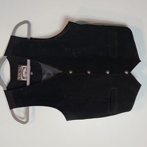 Western frontier black‎ leather vest Mens Size Large Blokecore 90s Equestrian